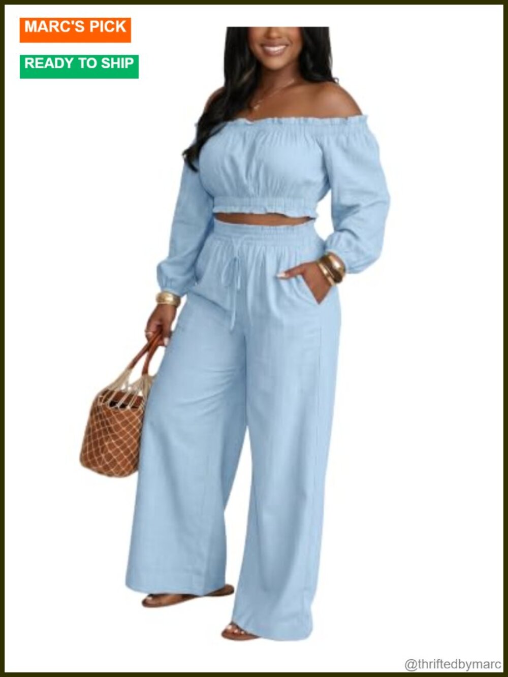 Women's 2 Piece Set Crop Top Wide Leg Palazzo Pants Vacation Outfit